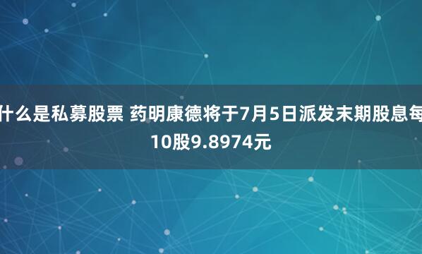 什么是私募股票 药明康德将于7月5日派发末期股息每10股9.8974元